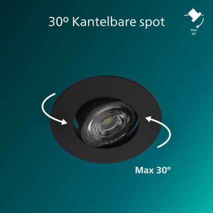 Philips - Комплект 3 бр. димируеми вградени LED осветителни тела CILANTRO LED/5W/230V 4000K черни