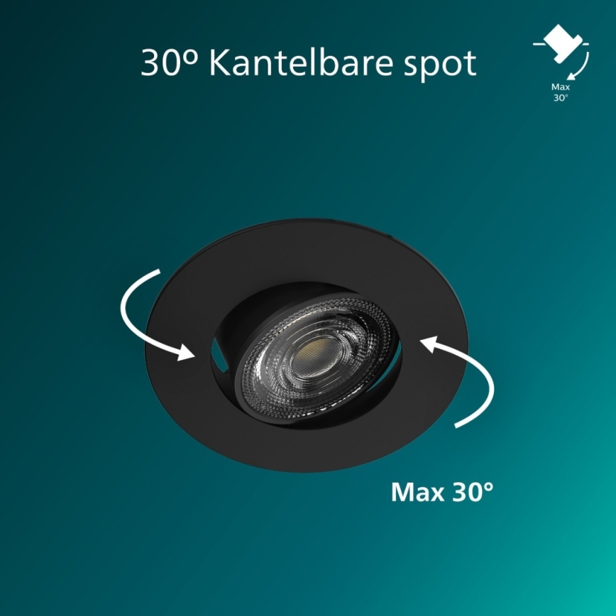 Philips - Комплект 3 бр. димируеми вградени LED осветителни тела CILANTRO LED/5W/230V 4000K черни