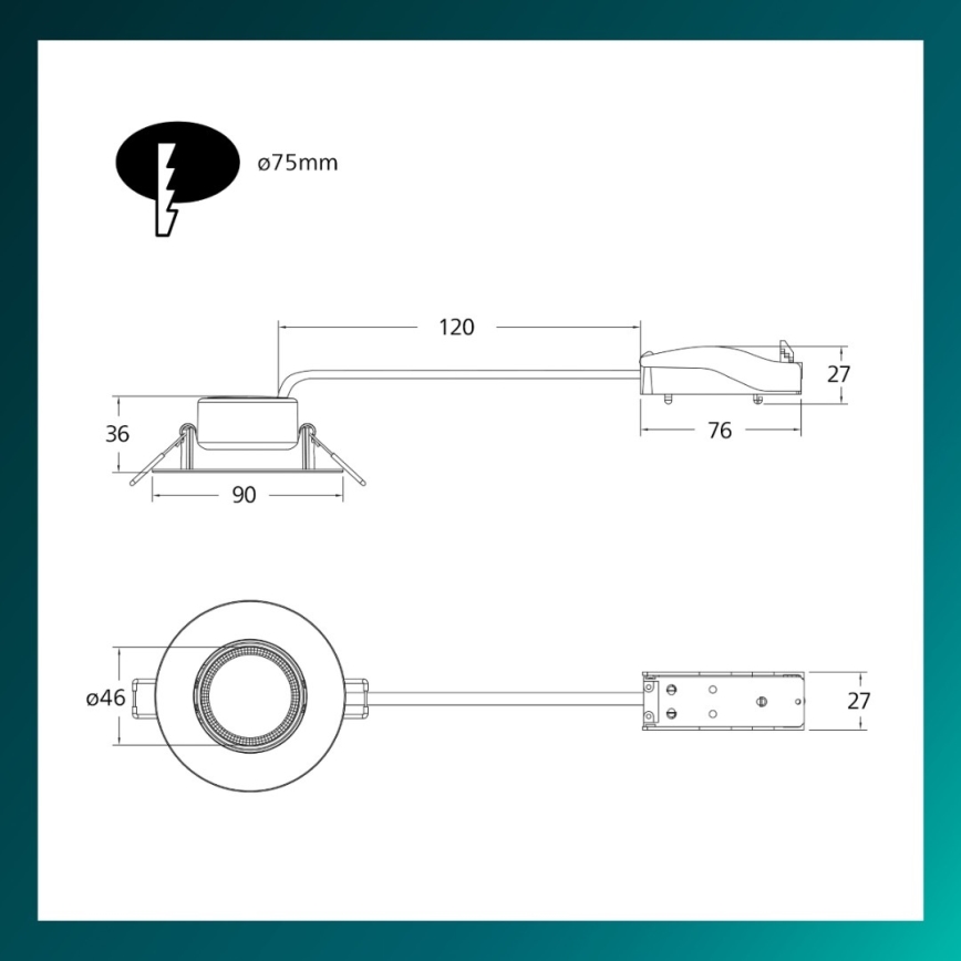 Philips - Комплект 3 бр. димируеми вградени LED осветителни тела CILANTRO LED/5W/230V 4000K черни