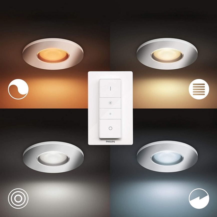 Philips - Комплект от 3 LED регулируеми осветителни тела за баня Hue ADORE 1xGU10/5W/230V IP44 + дистанционно управление