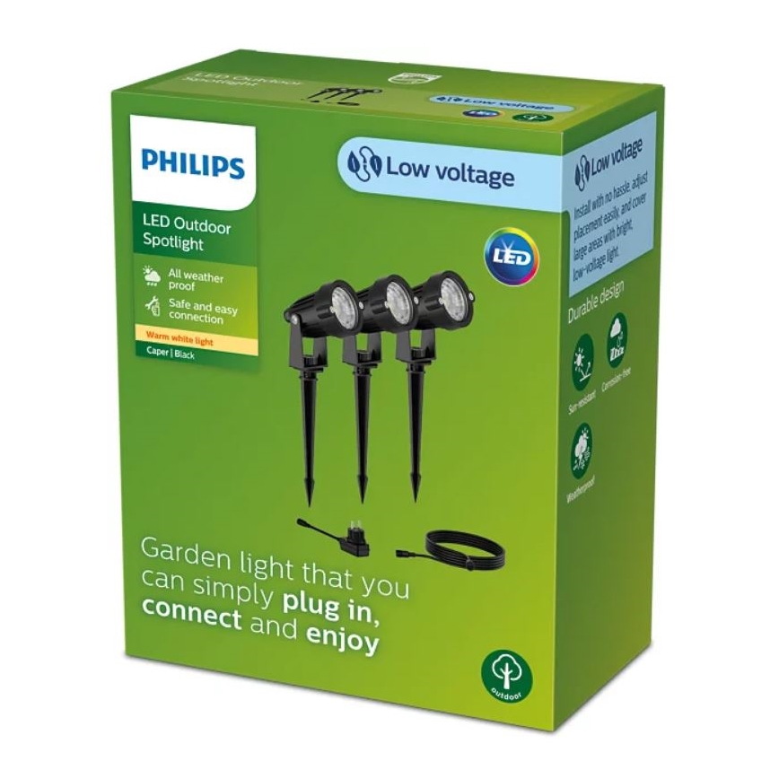 Philips - Комплект от 3 броя LED външни прожектори CAPER LED/1,5W/24/230V IP44