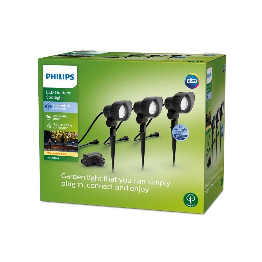 Philips - Комплект от 3 броя външни LED прожектори LED/6W/230V 2700K IP44
