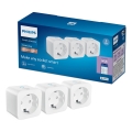 Philips - комплект 3x умни контакта SCHUKO 2300W Wi-Fi