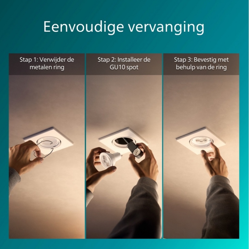 Philips - Комплект 3x вградени осветителни тела PERIDOT 1xGU10/7W/230V бяло