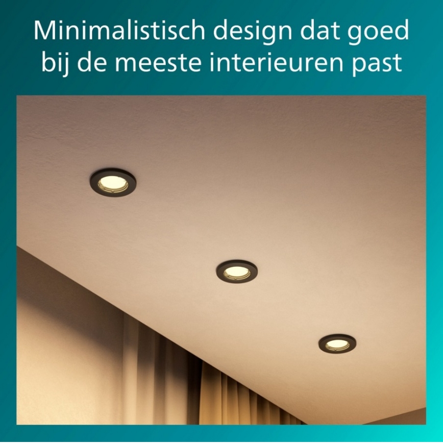 Philips - КОМПЛЕКТ 3x Вградено осветително тяло PERIDOT 1xGU10/7W/230V черно