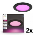 Philips - Комплект от 2 димируеми вградени LED RGBW осветителни тела за баня Hue SLIM LED/12W/230V 2000-6500K черни IP44