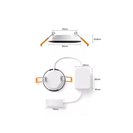 Philips - Комплект от 2 димируеми вградени LED RGBW осветителни тела за баня Hue SLIM LED/8,3W/230V 2000-6500K, черно, IP44