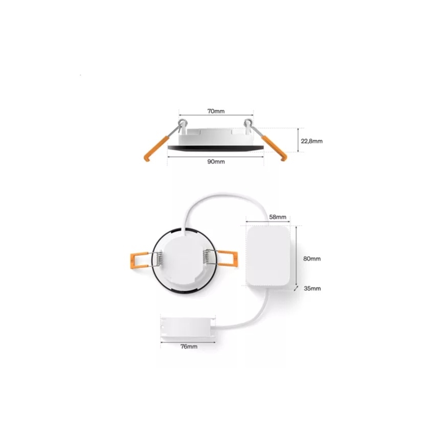 Philips - Комплект от 2 димируеми вградени LED RGBW осветителни тела за баня Hue SLIM LED/8,3W/230V 2000-6500K, черно, IP44