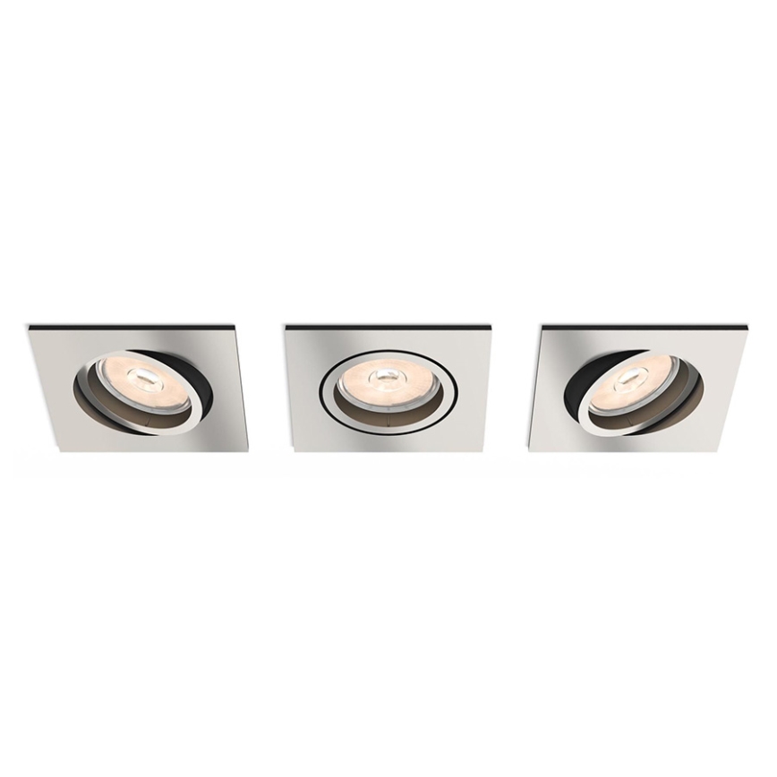 Philips - Комплект 3x LED RGBW димируеми вградени таванни осветителни тела DONEGAL 3xGU10/4,8W/230V + дистанционно управление