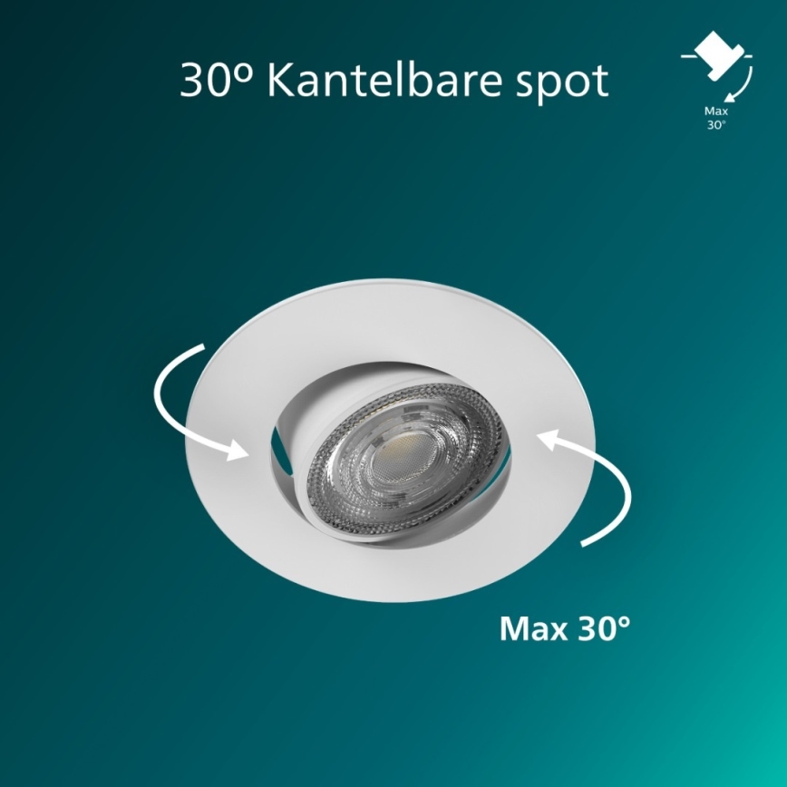 Philips - комплект от 3 димируеми вградени LED осветителни тела CILANTRO LED/5W/230V 4000K бяло