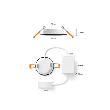 Philips - Комплект от 3 вградени таванни димируеми LED осветителни тела за баня RGBW Hue SLIM LED/8,3W/230V 1000-20000K черно P44