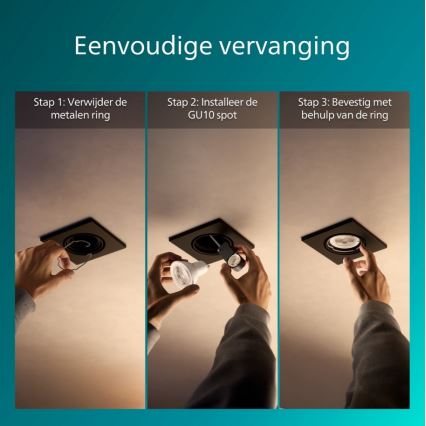 Philips - Комплект от 3 вградени осветителни тела PERIDOT 1xGU10/7W/230V черни