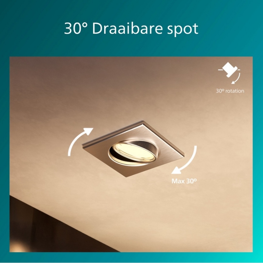 Philips - Комплект от 3 вградени осветителни тела PERIDOT, 1xGU10/7W/230V, сребрист