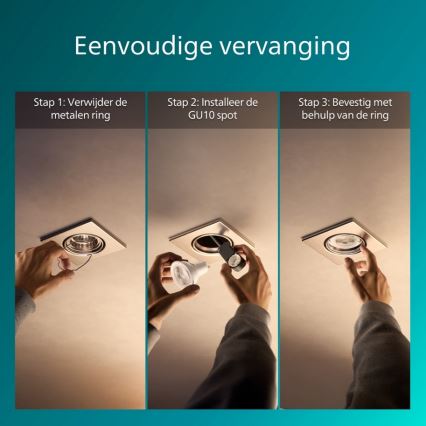 Philips - Комплект от 3 вградени осветителни тела PERIDOT, 1xGU10/7W/230V, сребрист