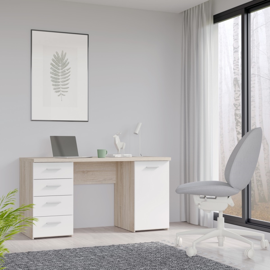 Писменно бюро ARENO бяло/дъб сонома