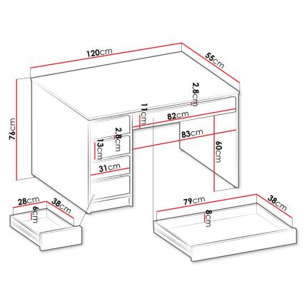 Писмено бюро ADA 76x120 см, цвят кашмир