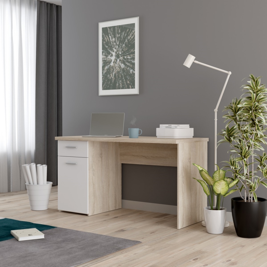 Писмено бюро GINO бяло/дъб сонома