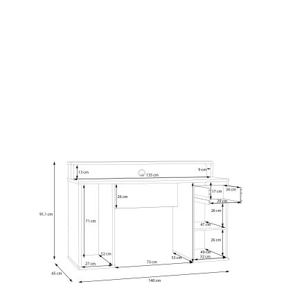 Писмено бюро IVAR с подсветка, бяло