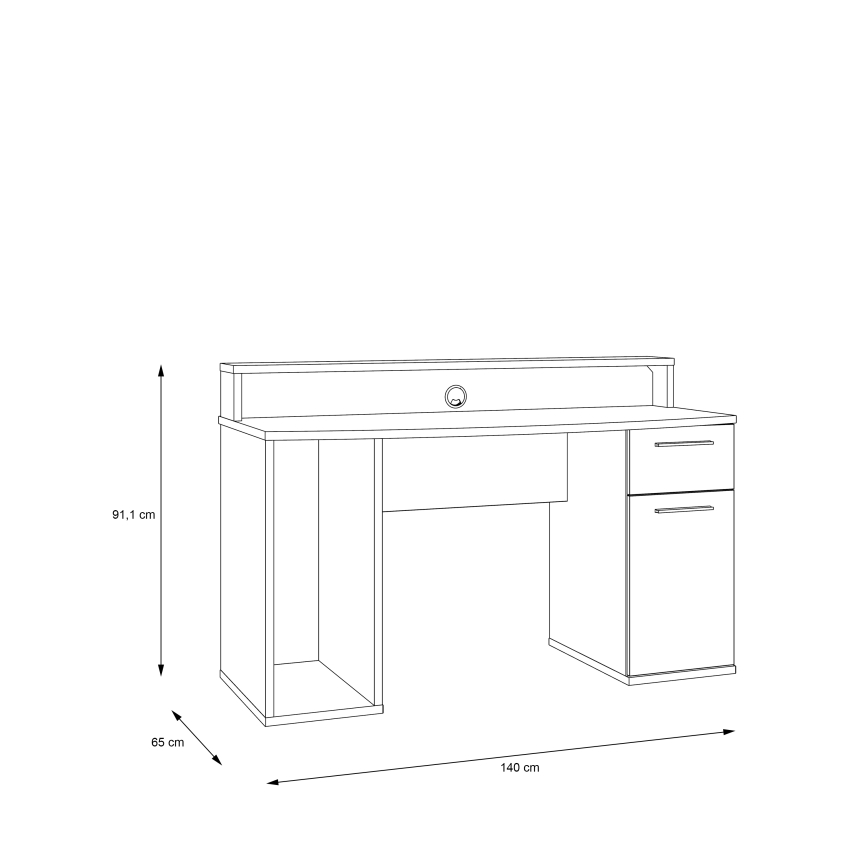 Писмено бюро IVAR с вградена подсветка, черно