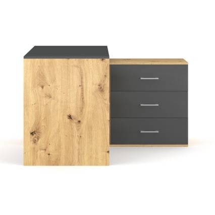 Писмено бюро с чекмеджета и универсален ъгъл Д/Л JULES дъб artisan/антрацит