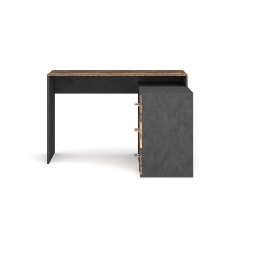 Писмено бюро с чекмеджета и универсален ъгъл (ляв/десен) 120x120 cm JULES кафяво/черно