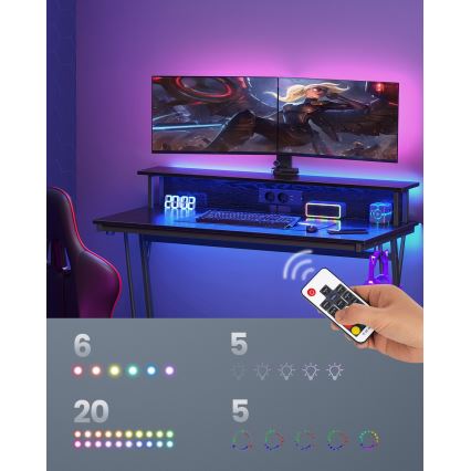 Писмено бюро с подсветка SOLEA-X, черно