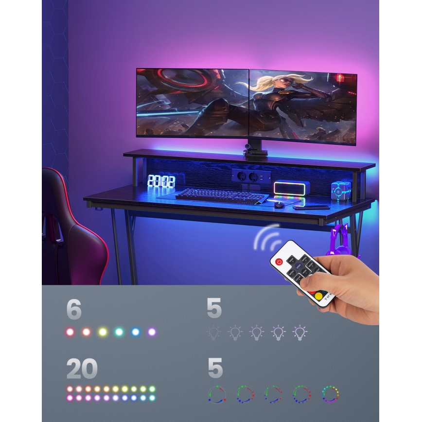 Писмено бюро с подсветка SOLEA-X, черно