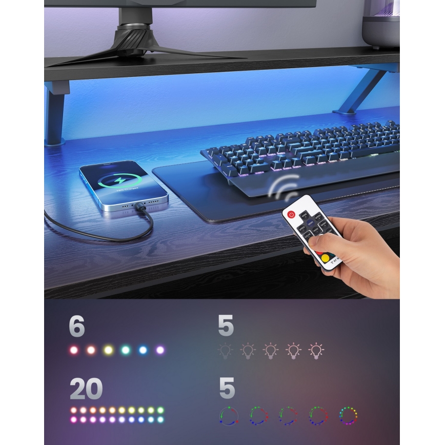 Писмено бюро с подсветка SOLEA-X, кафяво/черно