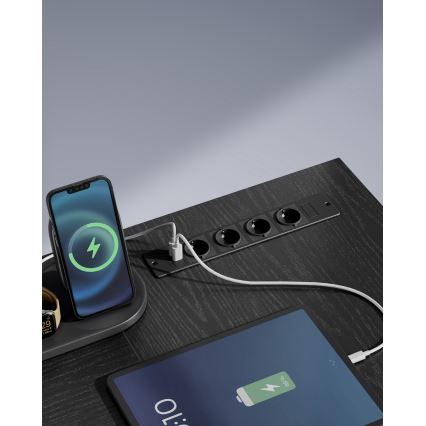 Писмено бюро с подсветка SOLEA-X, кафяво/черно