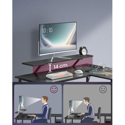 Писмено бюро с подсветка SOLEA-X, кафяво/черно