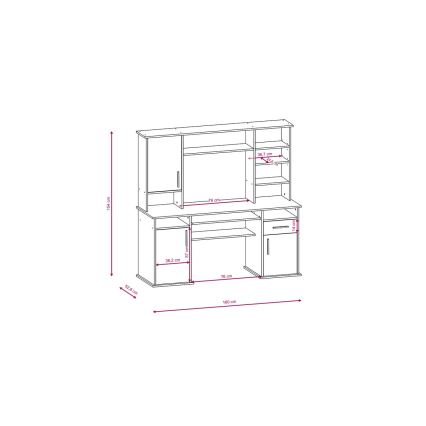 Писмено бюро с полица ELIAN, дъб сонома, сиво/бяло