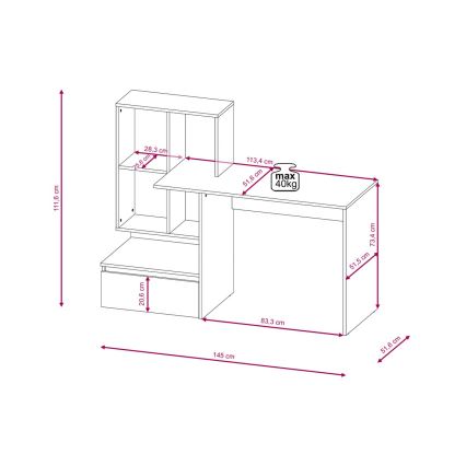 Писмено бюро с полица MARLO дъб artisan/антрацит