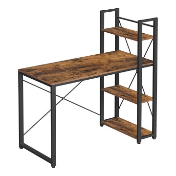 Писмено бюро с рафтове SOLEA кафяво/черно