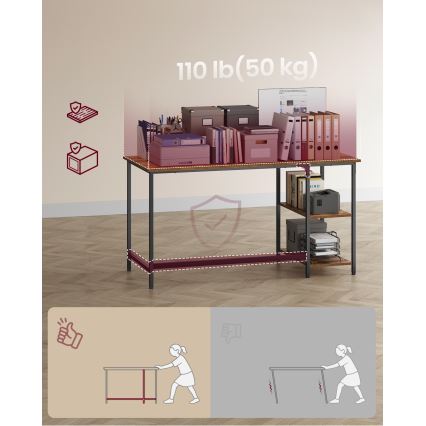 Писмено бюро SOLEA 140x60 см кафяво/черно