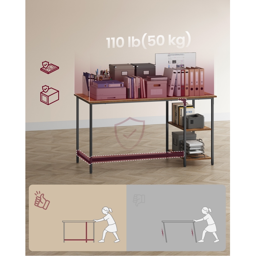 Писмено бюро SOLEA 140x60 см кафяво/черно