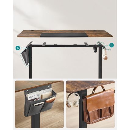 Писмено бюро SOLEA-X с регулируема височина, кафяво/черно