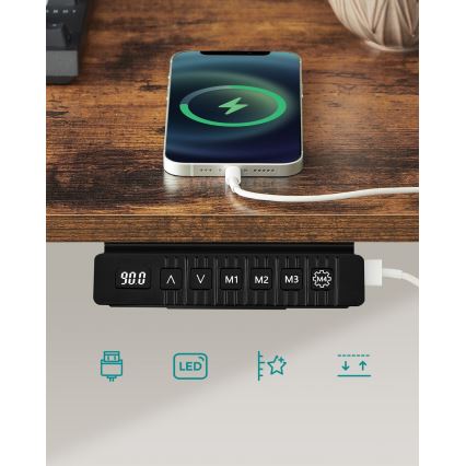 Писмено бюро SOLEA-X с регулируема височина, кафяво/черно