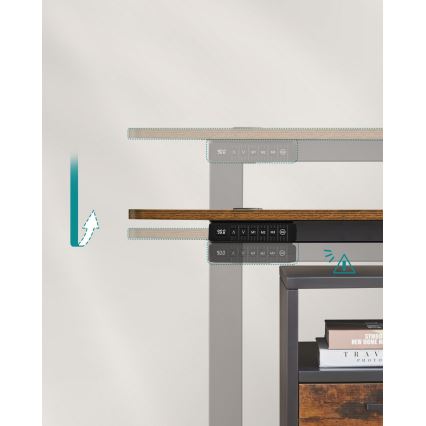 Писмено бюро SOLEA-X с регулируема височина, кафяво/черно