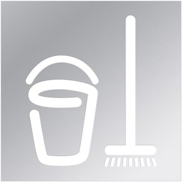 Пиктограма - стая за почистване, 12 x 12 см, неръждаема стомана/сребриста