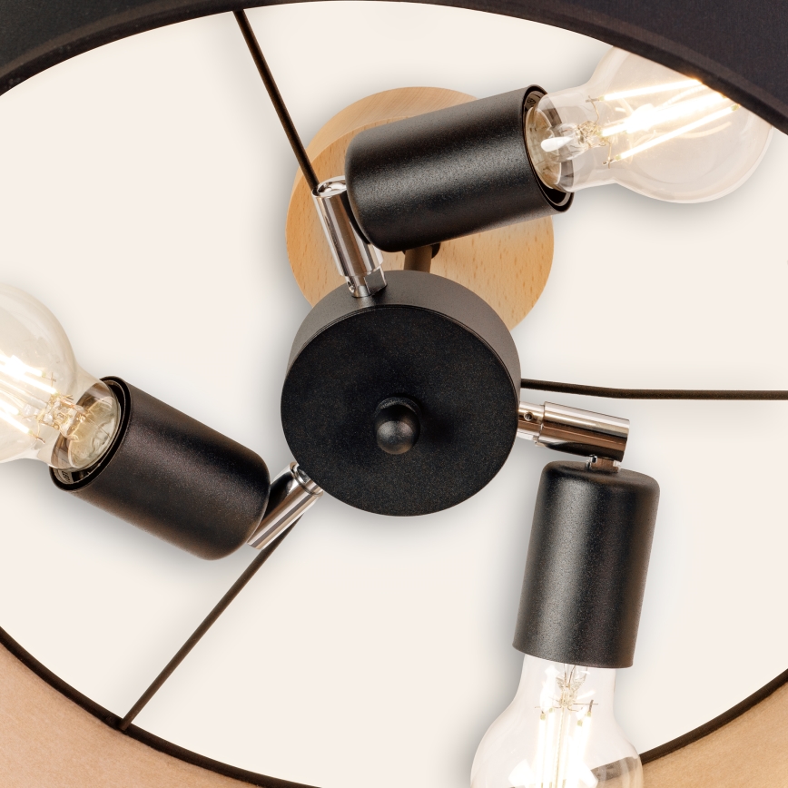 Плафон ALBA 3xE27/15W/230V Ø 40 cm черен/кафяв