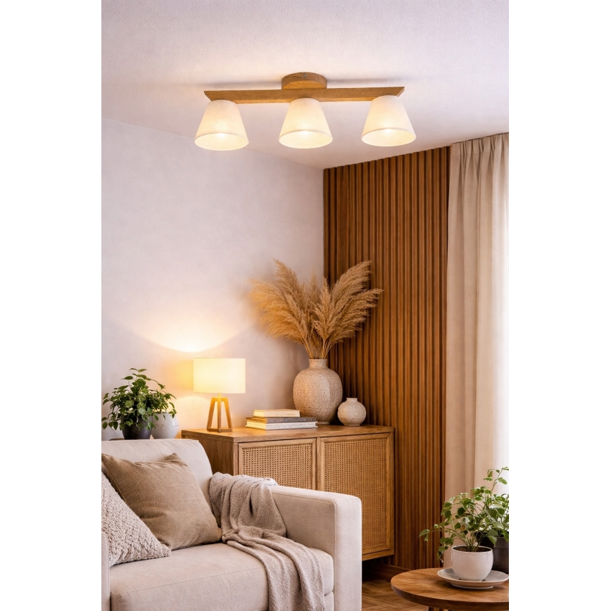 Плафон ANTONIO 3xE14/40W/230V дъб, монтиран на тавана