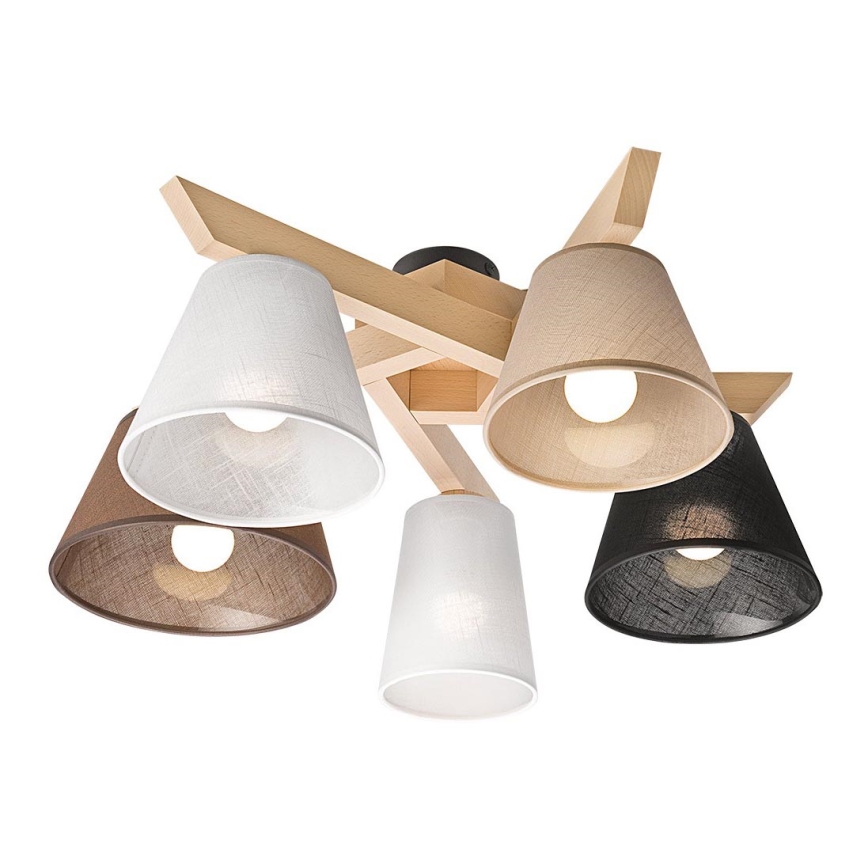 Плафон ANTONIO 5xE14/40W/230V бук, монтиран на тавана