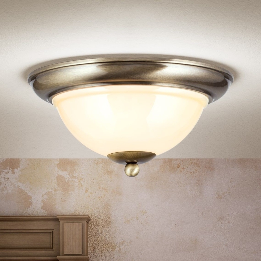 Плафон AUSTRIAN OLD LAMP 2xE27/60W/230V Ø 27 см бронзов/бежов