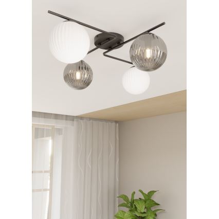 Плафон AZURA 4xE14/10W/230V черен/сив/бял