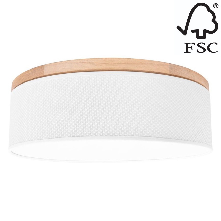 Плафон BENITA 2xE27/25W/230V Ø 48 см бял/дъб – FSC сертифицирано