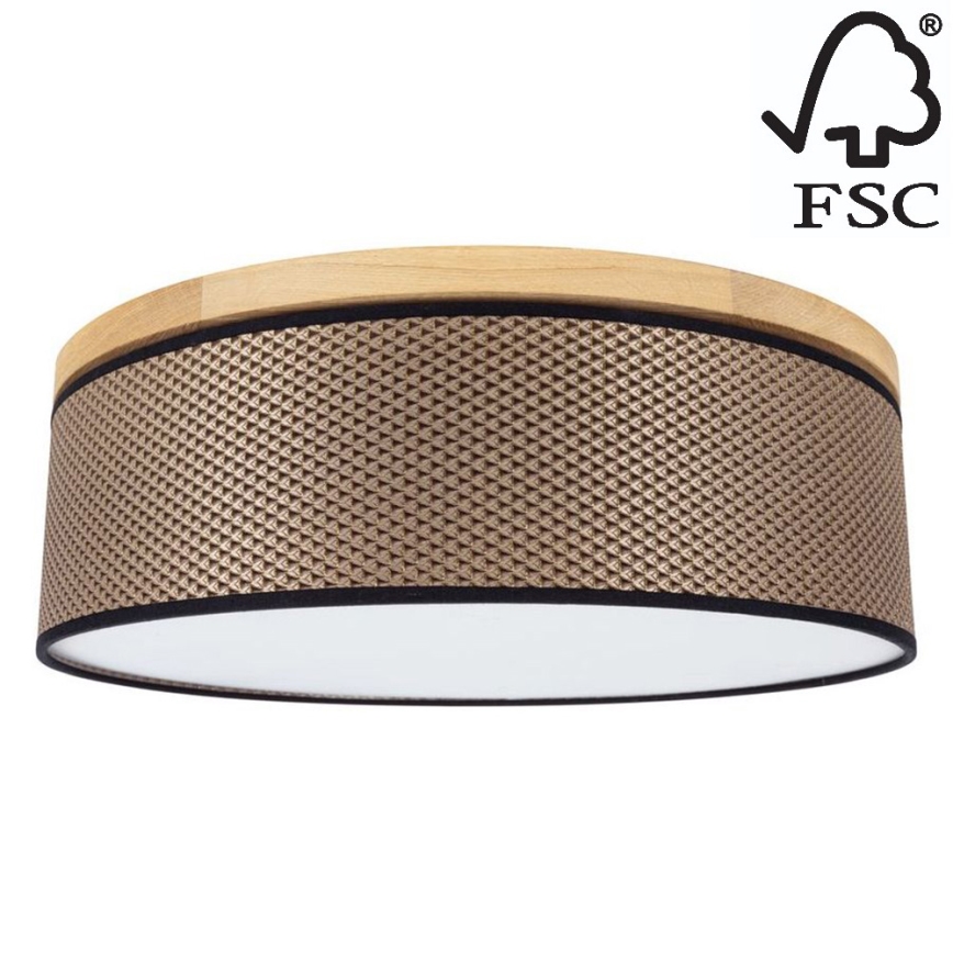 Плафон BENITA 2xE27/25W/230V Ø 48 см кафяв/дъб – FSC сертифицирано