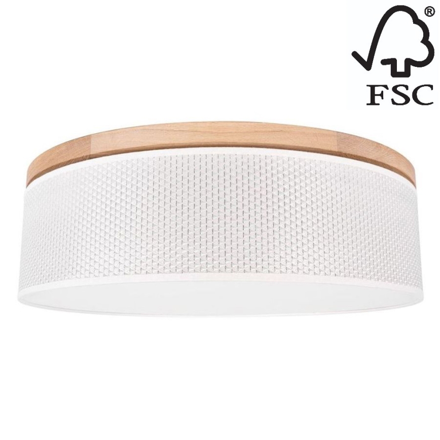 Плафон BENITA 2xE27/25W/230V Ø 48 см кремав/дъб – FSC сертифицирано