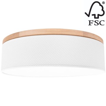 Плафон BENITA 4xE27/25W/230V Ø 58 см бял/дъб – FSC сертифицирано