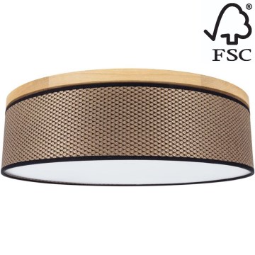 Плафон BENITA 4xE27/25W/230V Ø 58 см кафяв/дъб – FSC сертифицирано