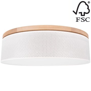 Плафон BENITA 4xE27/25W/230V Ø 58 см кремав/дъб – FSC сертифицирано
